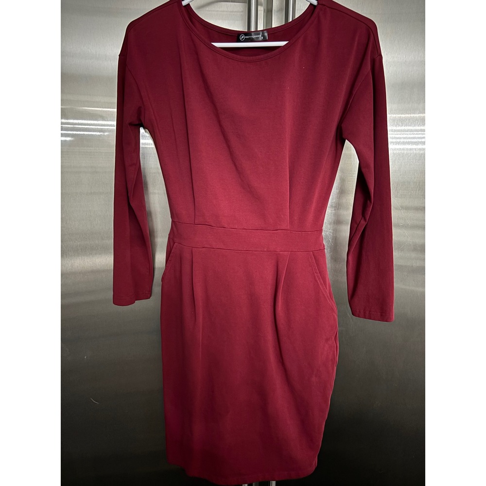 Elegant Long Sleeve Burgundy Dress